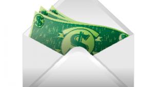IlustraciÃ³n de un sobre abierto del que sobresalen billetes de dinero