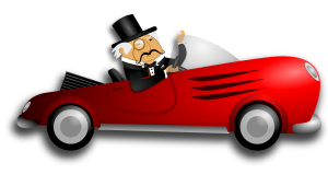 Adinerado en un coche de lujo