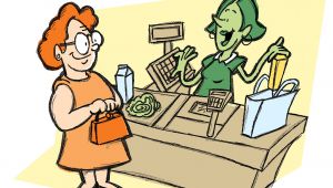 Dependienta y cliente