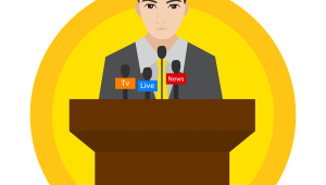 Político en rueda de prensa